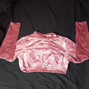 Dolls Kill × Carmin Long Sleeve Valour Glittery Butterfly Crop Top (S) 🦋